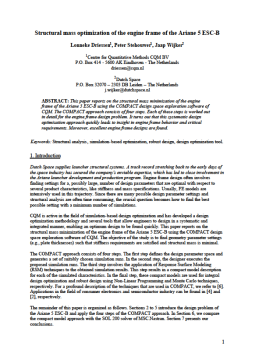 PDF Structural mass optimization of the engine frame of the Ariane 5 ESC-B
